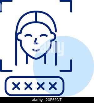 Woman user face and password box with asterisks. Two step verification. Biometric data. Pixel perfect, editable stroke icon Stock Vector