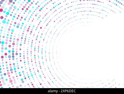 Bright blue pink minimal round dotted lines abstract background. Geometric concept vector design Stock Vector
