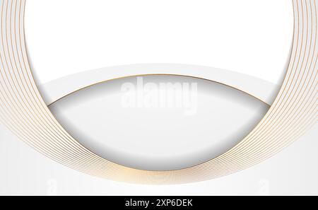 Grey waves and golden curved lines abstract background. Vector design Stock Vector