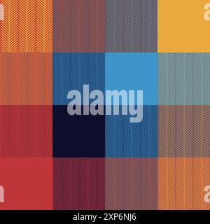 Colorful tartan pattern, simple geometric pixel texture for fabric plaid and picnic tablecloth textile or oilcloth, classic retro blanket and fashion scarf vector illustration Stock Vector