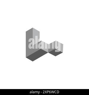 letter l 3d gradient shadow slice block logo vector Stock Vector