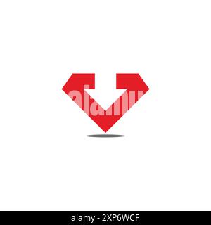 letter v down arrow negative space logo vector Stock Vector