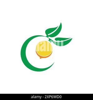letter c vitamin orange fruit simple logo vector Stock Vector