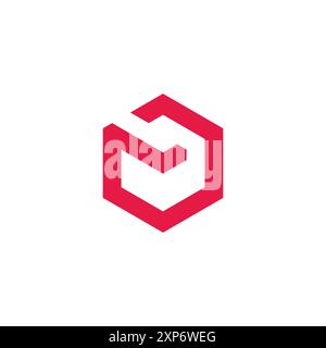 letter md abstract 3d flat hexagon logo vector Stock Vector