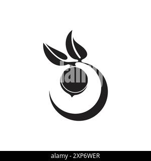 curves geometric leaf fruit tree silhouette icon vector Stock Vector