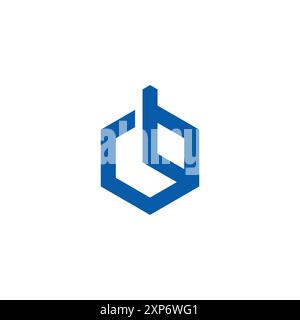 letter cb cube 3d flat hexagon logo vector Stock Vector