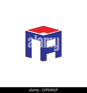 letter ma 3d cube colorful simple logo vector Stock Vector