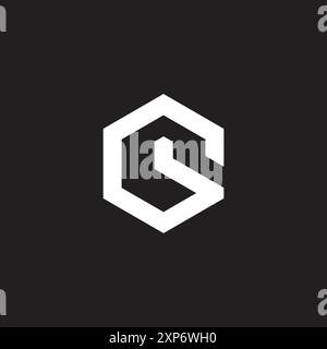 letter g 3d mono line hexagonal simple logo vector Stock Vector