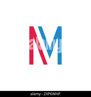 letter nm colorful linked geometric simple logo vector Stock Vector