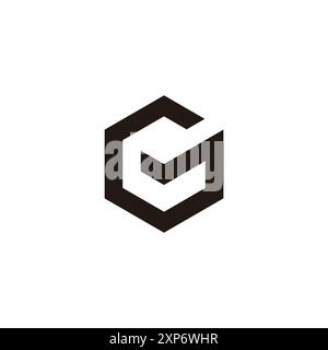 letter mg cube hexagon simple geometric line logo vector Stock Vector