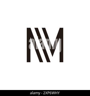 letter nm stripes slice geometric linear logo vector Stock Vector