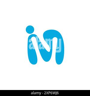 letter mi liquid blue curves logo vector Stock Vector