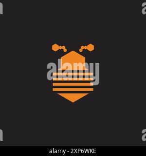 hexagonal bee hive stripes geometric logo vector Stock Vector