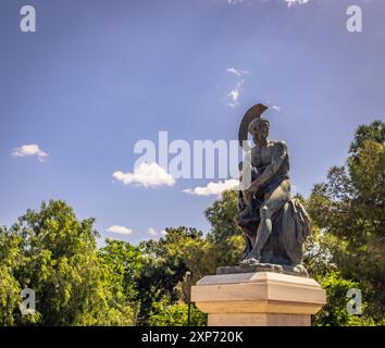 Athens, Greece, May 3rd 2024: Statue of the ancient hero Theseus in the center of Athens, Greece Stock Photo