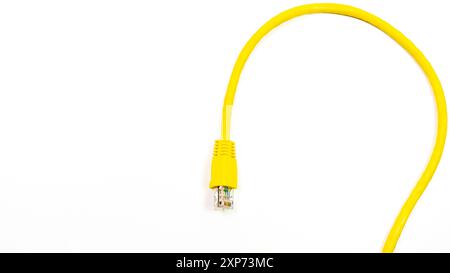 A yellow internet cables with a white background Stock Photo