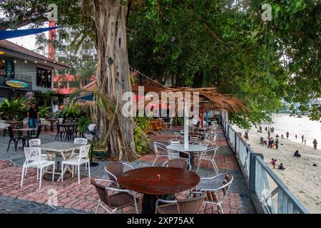 BoraBora guesthouse is also a beachside bar and restaurant at Tanjung Tokong in Penang, Malaysia Stock Photo