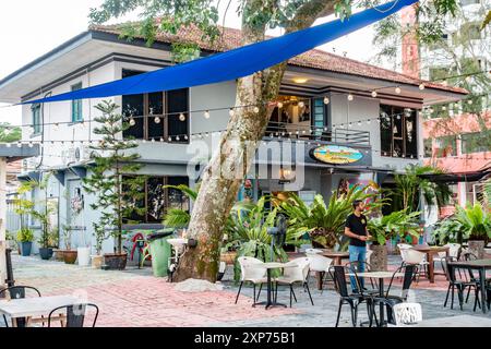 BoraBora guesthouse is also a beachside bar and restaurant at Tanjung Tokong in Penang, Malaysia Stock Photo