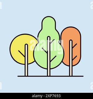 Deciduous forest vector icon. Nature sign. Graph symbol for travel and tourism web site and apps design, logo, app, UI Stock Vector