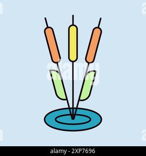 Reeds plant vector isolated icon. Nature sign. Graph symbol for travel and tourism web site and apps design, logo, app, UI Stock Vector
