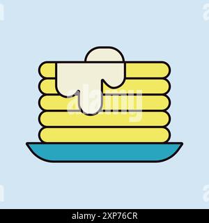 Pancake vector icon. Fast food sign. Graph symbol for cooking web site and apps design, logo, app, UI Stock Vector