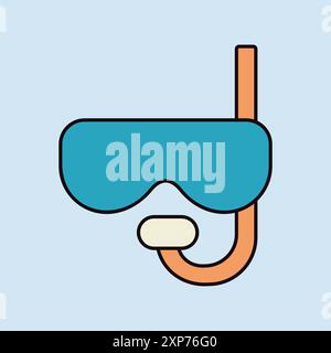 Diving mask with snorkel flat vector isolated icon. Summer sign. Graph symbol for travel and tourism web site and apps design, logo, app, UI Stock Vector