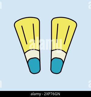 Diving flippers flat vector isolated icon. Summer sign. Graph symbol for travel and tourism web site and apps design, logo, app, UI Stock Vector