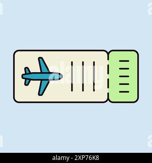 Ticket plane flat vector isolated icon. Summer sign. Graph symbol for travel and tourism web site and apps design, logo, app, UI Stock Vector