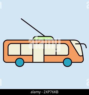 Trolley or trolleybus vector icon. Graph symbol for travel and tourism web site and apps design, logo, app, UI Stock Vector
