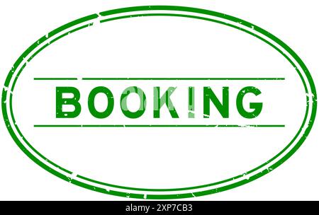 Grunge green booking word oval rubber seal stamp on white background Stock Vector