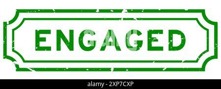 Grunge green engaged word rubber seal stamp on white background Stock Vector