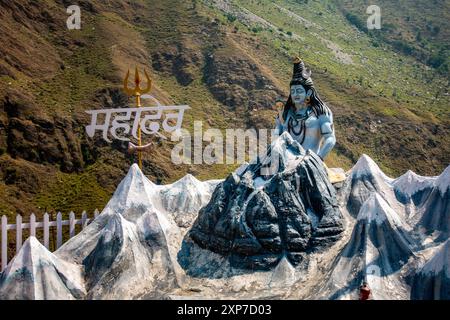 July25th2024, Himachal Pradesh, India. Statue of Lord Shiva with an