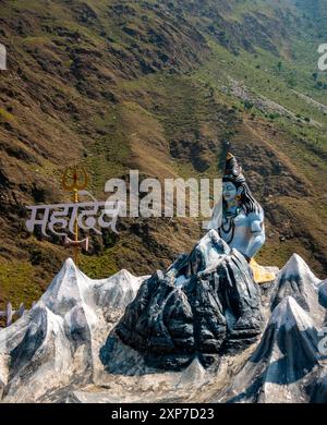 July25th2024, Himachal Pradesh, India. Statue of Lord Shiva with an