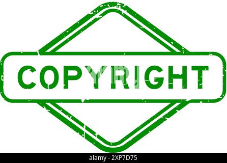 Grunge green copyright word rubber seal stamp on white background Stock Vector