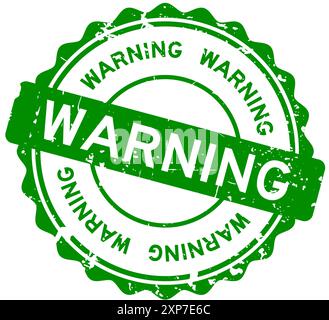 Grunge green warning word round rubber seal stamp on white background Stock Vector