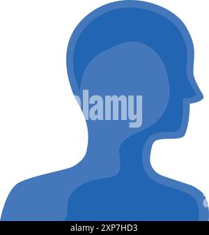 Blue human generic profile. Person simple silhouette isolated on white background Stock Vector