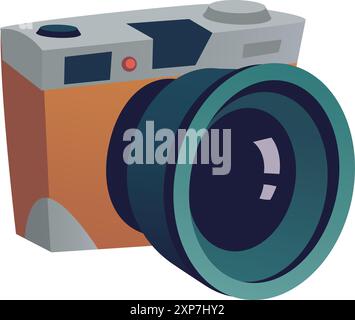 Photo camera cartoon icon. Photography color symbol isolated on white background Stock Vector