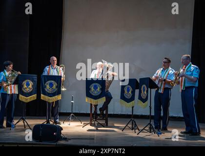 Kolkata, India. 04th Aug, 2024. Indian Museum in association with U.S. Consulate General of Kolkata presented live band performance by the five member team of U.S. Airforce Band of the Pacific at Ashutosh Birth Centenary Hall in Kolkata, India on August 4, 2024. The United States Air Force Band of the Pacific-Asia, stationed at Yokota Air Base, Japan gives an average of 200 performances a year for over 200,000 people. (Photo by Amlan Biswas/Pacific Press/Sipa USA) Credit: Sipa USA/Alamy Live News Stock Photo