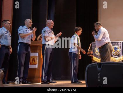 Kolkata, India. 04th Aug, 2024. Indian Museum in association with U.S. Consulate General of Kolkata presented live band performance by the five member team of U.S. Airforce Band of the Pacific at Ashutosh Birth Centenary Hall in Kolkata, India on August 4, 2024. The United States Air Force Band of the Pacific-Asia, stationed at Yokota Air Base, Japan gives an average of 200 performances a year for over 200,000 people. (Photo by Amlan Biswas/Pacific Press/Sipa USA) Credit: Sipa USA/Alamy Live News Stock Photo