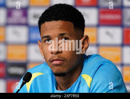 Manchester, UK. 4th Aug, 2024. Savinho Manchester City's latest men's signing is unveiled at the Etihad Stadium, Manchester. Picture: Andrew Yates/Sportimage Credit: Sportimage Ltd/Alamy Live News Stock Photo