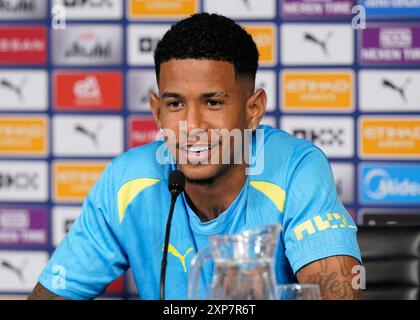 Manchester, UK. 4th Aug, 2024. Savinho Manchester City's latest men's signing is unveiled at the Etihad Stadium, Manchester. Picture: Andrew Yates/Sportimage Credit: Sportimage Ltd/Alamy Live News Stock Photo