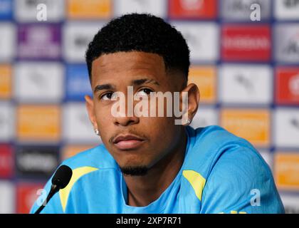 Manchester, UK. 4th Aug, 2024. Savinho Manchester City's latest men's signing is unveiled at the Etihad Stadium, Manchester. Picture: Andrew Yates/Sportimage Credit: Sportimage Ltd/Alamy Live News Stock Photo