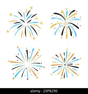 Fireworks vector illustration. Set of firecrackers isolated on white background Stock Vector