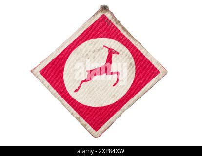 Early example of the 13th Corps formation patch with a leaping gazelle inside an oval, used during the Second World War. Stock Photo