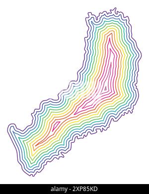 Symbol Map of the Province Misiones (Argentina) showing the state border buffered inside in rainbow colors Stock Vector