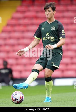 Brentford's Ji-Soo Kim during the pre-season friendly match at Vicarage Road, Watford. Picture date: Saturday August 3, 2024. Stock Photo