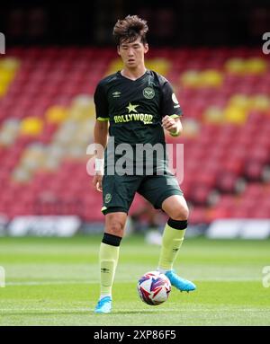 Brentford's Ji-Soo Kim during the pre-season friendly match at Vicarage Road, Watford. Picture date: Saturday August 3, 2024. Stock Photo