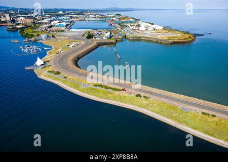 Aerial view of Cardiff Docks and Barrage on a warm summers day Stock Photo