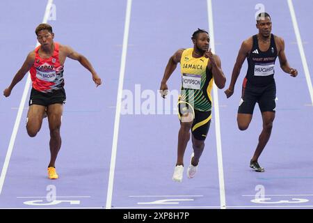 Kishane Thompson of Jamaica competes in the 100m men semifinal during ...