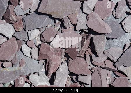 Purple slate garden yard path background backdrop.  Garden design concept. Stock Photo