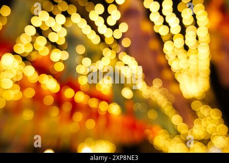 Yellow bokeh balls. Colorful Bokeh illumination balls texture showing bokeh effect in photography Stock Photo